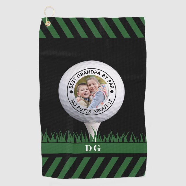 Best Grandpa By Par No Putts About It Photo Golf Towel (Front)