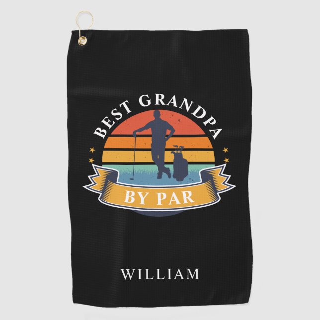Best Grandpa By Par Personalized Golf Towel (Front)