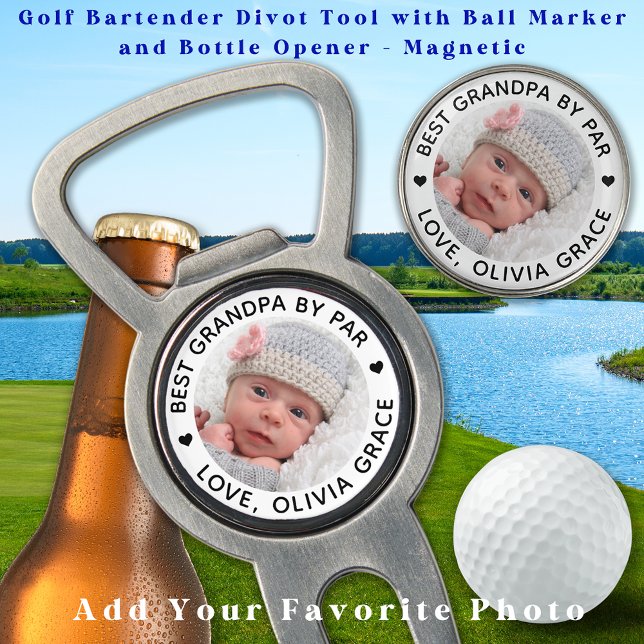Best GRANDPA By Par Personalized Modern Photo Divot Tool (Creator Uploaded)