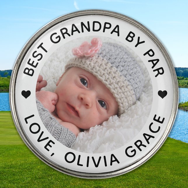 Best GRANDPA By Par Personalized Modern Photo Golf Ball Marker (Creator Uploaded)