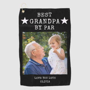 Best Grandpa by Par Personalized Photo Gift Golf Towel