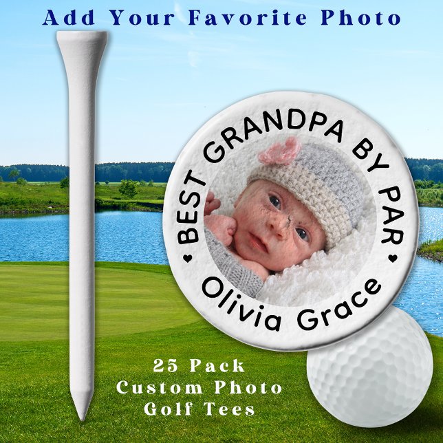 Best GRANDPA By Par Personalized Photo Golf Tees (Creator Uploaded)