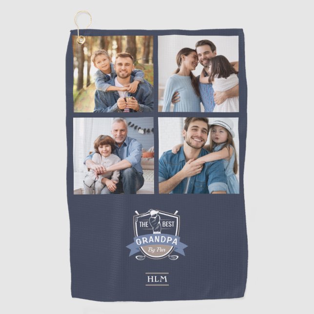 Best Grandpa By Par Personalized Photos Golf Towel (Front)