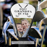 Best Grandpa By Par Photo Black White Golf Head Cover<br><div class="desc">For the golf lover grandfather, create a unique photo golf driver head cover with the title BEST GRANDPA BY PAR over a pair of golf clubs design. CHANGES: Change the wording, text font style, color, size, spacing and placement in EDIT. Note color choices of the piping are available on the...</div>