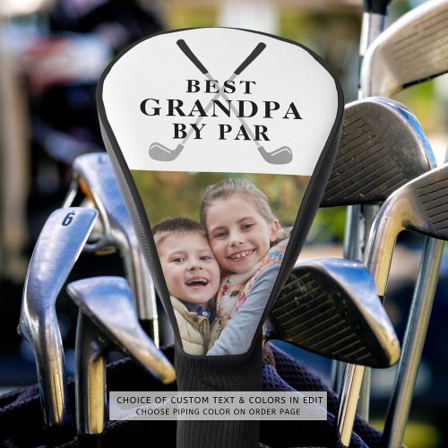 Best Grandpa By Par Photo Black White Golf Head Cover