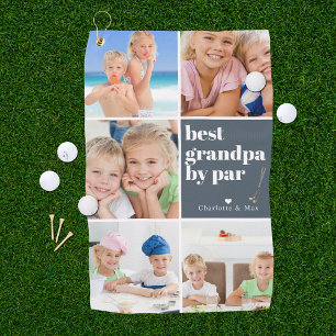 Best Grandpa by Par Photo Collage Father's Day Golf Towel