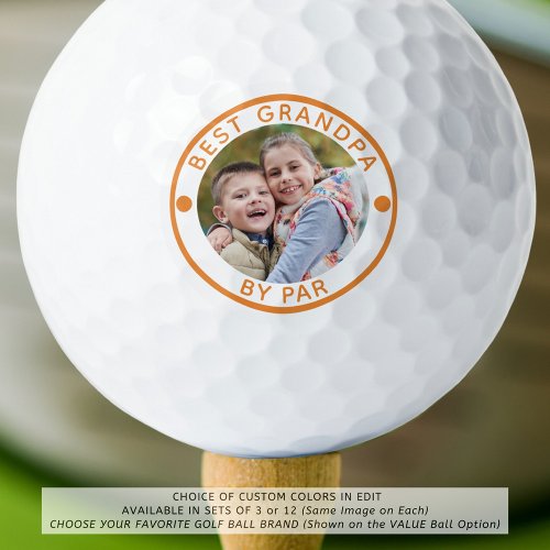 BEST GRANDPA BY PAR Photo Custom Color Golf Balls