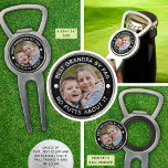 BEST GRANDPA BY PAR Photo Funny Custom Colors Divot Tool<br><div class="desc">For the special golf lover Grandpa with a sense of humor, create a unique and handy multi-purpose All-in-One Golf Ball Marker, Bottle Opener and Divot Tool featuring your photo and the funny editable title BEST GRANDPA BY PAR - NO PUTTS ABOUT IT or your custom text in your choice of...</div>