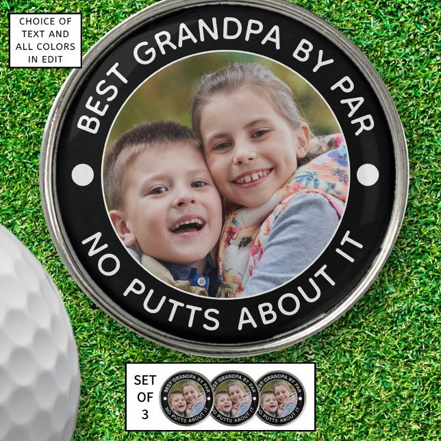 BEST GRANDPA BY PAR Photo Funny Custom Colors Golf Ball Marker (Creator Uploaded)
