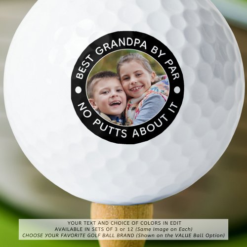 BEST GRANDPA BY PAR Photo Funny Custom Colors Golf Balls