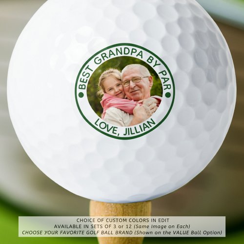 BEST GRANDPA BY PAR Photo Green Personalized Golf Balls
