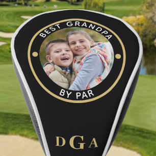 BEST GRANDPA BY PAR Photo Monogram Black Gold Golf Head Cover
