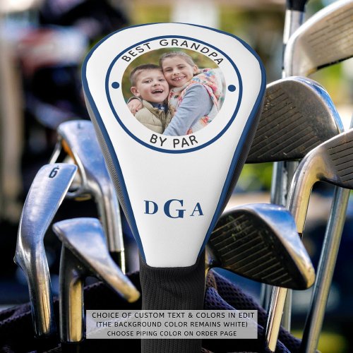 BEST GRANDPA BY PAR Photo Monogram Blue Golf Head Cover