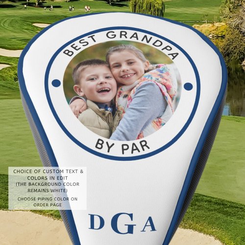 BEST GRANDPA BY PAR Photo Monogram Blue Golf Head Cover