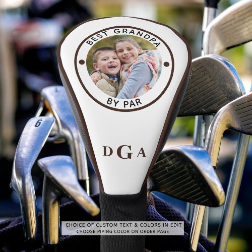 BEST GRANDPA BY PAR Photo Monogram Brown Golf Head Cover