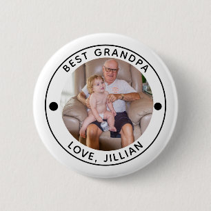 BEST GRANDPA BY PAR Photo Monogram Button