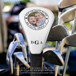 BEST GRANDPA BY PAR Photo Monogram Funny Golf Head Cover<br><div class="desc">For the special golf-enthusiast grandfather, create a unique photo golf head cover with the editable title BEST GRANDPA BY PAR - NO PUTTS ABOUT IT or your custom text and personalized with a picture and his monogram in your choice of font styles and color combinations (shown in white on black)....</div>