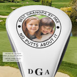 BEST GRANDPA BY PAR Photo Monogram Funny Golf Head Cover<br><div class="desc">For the special golf-enthusiast grandfather, create a unique photo golf head cover with the editable title BEST GRANDPA BY PAR - NO PUTTS ABOUT IT or your custom text and personalized with a picture and his monogram in your choice of font styles and color combinations (shown in white on black)....</div>