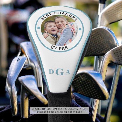 BEST GRANDPA BY PAR Photo Monogram Light Blue Golf Head Cover