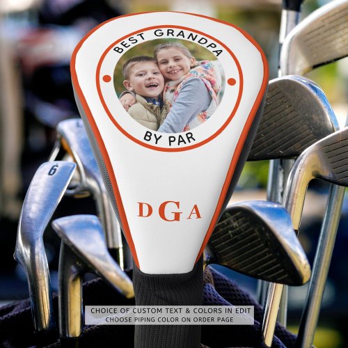 BEST GRANDPA BY PAR Photo Monogram Orange Golf Head Cover