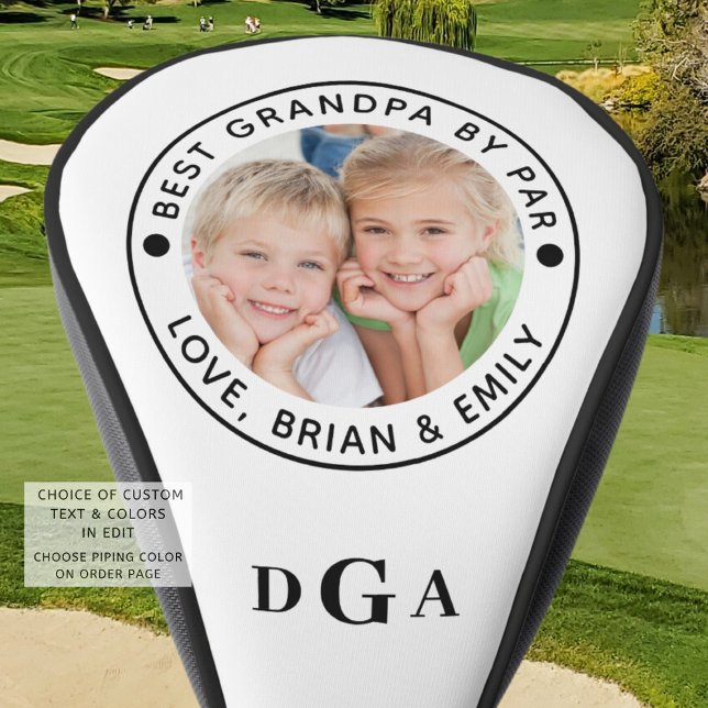 BEST GRANDPA BY PAR Photo Monogram Personalized Golf Head Cover (Creator Uploaded)