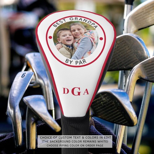BEST GRANDPA BY PAR Photo Monogram Red Golf Head Cover