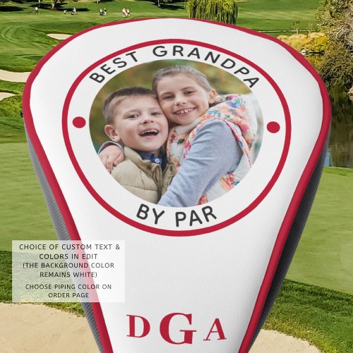 BEST GRANDPA BY PAR Photo Monogram Red Golf Head Cover