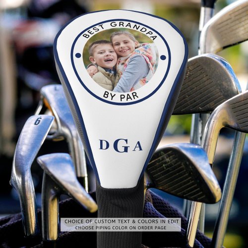 BEST GRANDPA BY PAR Photo Monogram Royal Blue Golf Head Cover