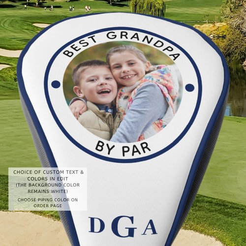BEST GRANDPA BY PAR Photo Monogram Royal Blue Golf Head Cover