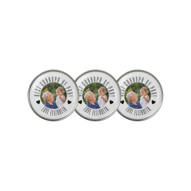 BEST GRANDPA BY PAR Photo Personalised fathers day Golf Ball Marker (3 Up)