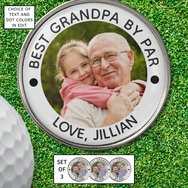 BEST GRANDPA BY PAR Photo Personalized Golf Ball Marker (Creator Uploaded)