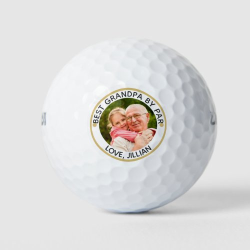 BEST GRANDPA BY PAR Photo Personalized Golf Balls - Create personalized photo golf balls for the golfer grandfather with the suggested editable title BEST GRANDPA BY PAR and your custom text beneath. PHOTO TIP:  For fastest/best results, choose a photo with the subject in the middle and/or pre-crop it to a square shape BEFORE uploading. Contact the designer via Zazzle Chat or makeitaboutyoustore@gmail.com if you'd like this design modified or on another product.