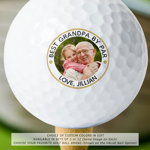 BEST GRANDPA BY PAR Photo Personalized Golf Balls