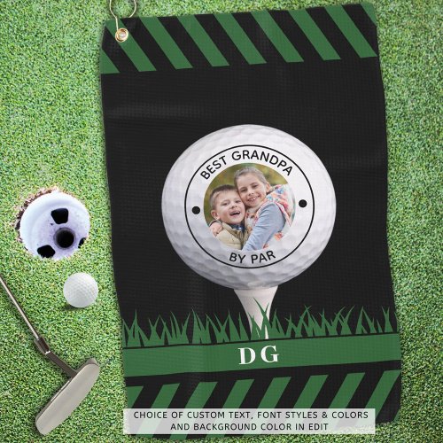 Best Grandpa By Par Photo Personalized Golf Towel