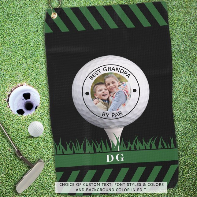 Best Grandpa By Par Photo Personalized Golf Towel (Creator Uploaded)