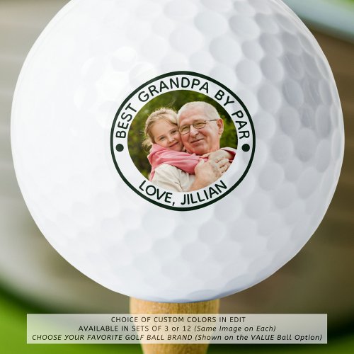 BEST GRANDPA BY PAR Photo Personalized Green Golf Balls
