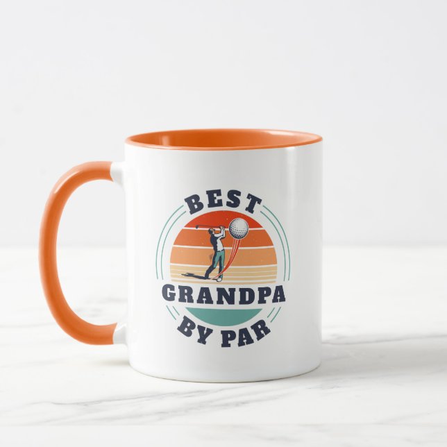 Best Grandpa By Par Retired Golfer Grandad Custom Mug (Left)