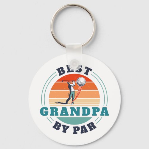 Best Grandpa By Par Retro Custom Fathers Day Logo Keychain