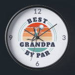 Best Grandpa By Par Retro Fathers Day Custom Clock<br><div class="desc">Retro Best Grandpa By Par design you can customize for the recipient of this cute golf theme design. Perfect gift for Father's Day or grandfather's birthday. The text "GRANDPA" can be customized with any dad moniker by clicking the "Personalize" button above.</div>