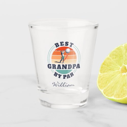 Best Grandpa By Par Retro Fathers Day Golf Lover Shot Glass