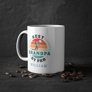 Best Grandpa By Par Retro Fathers Day Personalized Coffee Mug