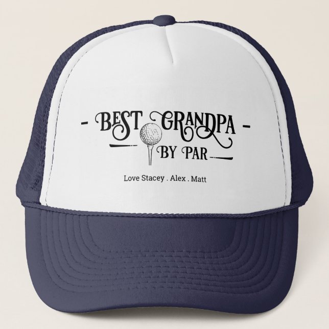 Best Grandpa By PAR Retro Font Trucker Hat (Front)