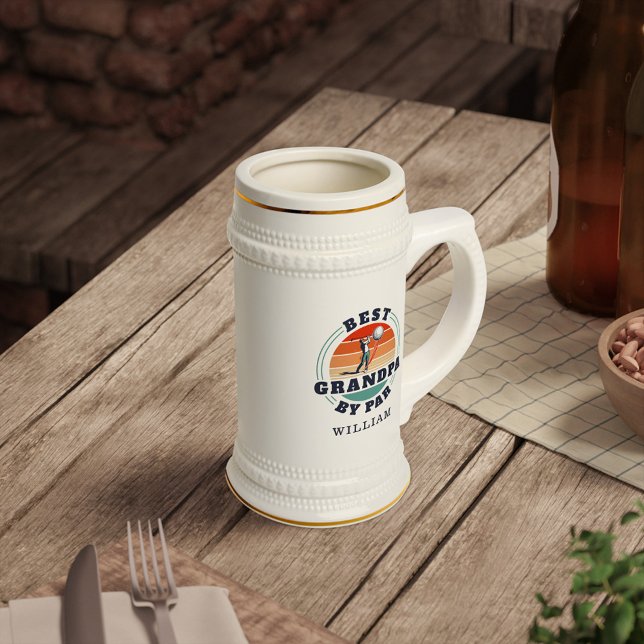 Best Grandpa By Par Retro Golf Dad Personalized Beer Stein (Creator Uploaded)