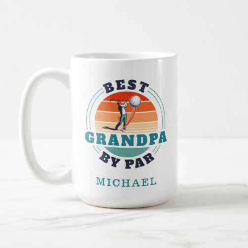 Best Grandpa By Par Retro Golf Papa Personalized Coffee Mug