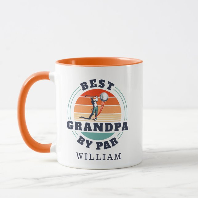 Best Grandpa By Par Retro Golfing Fathers Day Name Mug (Left)