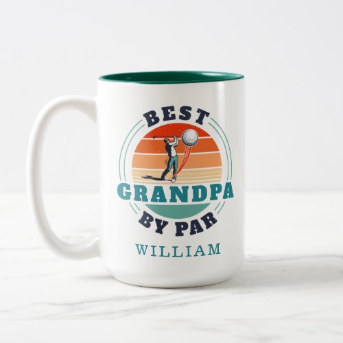 Best Grandpa By Par Retro Golfing Gifts Holiday Two_Tone Coffee Mug