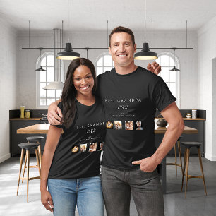 Best grandpa custom family photo collage black T-Shirt