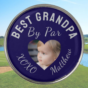 Best Grandpa Custom Kids Photo Blue Golf Ball Marker
