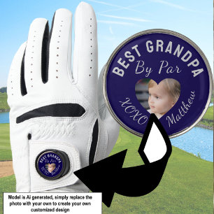 Best Grandpa Custom Kids Photo Blue Golf Glove