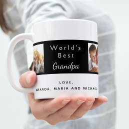 Best grandpa custom photo collage black white coffee mug